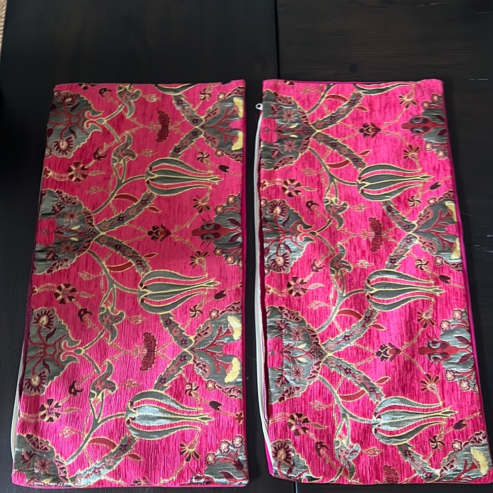 Pillow covers- one side flowers, one side pink
